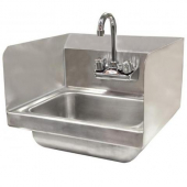 Omcan - Wall Mounted Hand Sink with Faucet and Side Splashes, 15.25x17x13.5 Stainless Steel