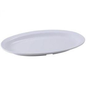 Winco - Platter with Narrow Rim, 11.5x8 Oval Melamine White