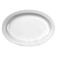 Winco - Platter with Narrow Rim, 13.25x9.875 Oval Melamine White