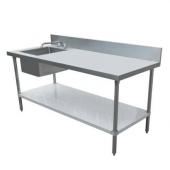 Omcan - Work Table with Left Sink and 6&quot; Backsplash, 30x60 Stainless Steel, each
