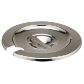Winco - Inset Pan Cover, Stainless Steel with Notch, Fits 4 Quart Round Pan