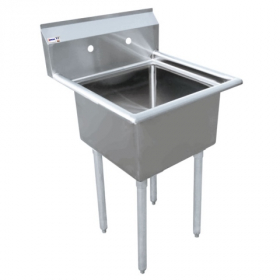 Omcan - Sink with 1 Tub with 3.5&quot; Center Drain and No Drain Board, 18x18x11 Stainless Steel, each
