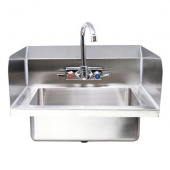 Omcan - Hand Sink with Side Splashes, 4&quot; Gooseneck Faucet and 1.5&quot; Drain Basket, 18x14.5x11 Stainles