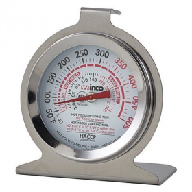 Winco - Oven Thermometer, 40-500 degrees F, 2&quot; Dial with Hanging Hook and Standing Panel