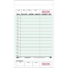 Guestcheck Board, Single Paper Green with Perforated Order Receipt Stub, 13 Lines
