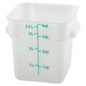Winco - Food Storage Container, 4 Quart Square White PP Plastic