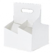 Cup Carrier Tray with Handle, Holds 4 Drinks, White, 200 count