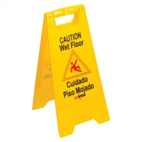 Winco - Caution Wet Floor Sign, 25x12 Fold Out, English/Spanish