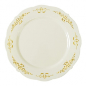 Fineline Settings - Heritage Salad Plate, 7.5&quot; Bone/Gold Trim Plastic, 120 count