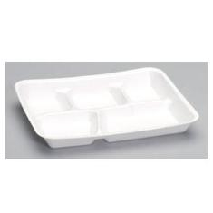 Tray, 5 Compartment Foam Serving Tray, 10x8x1 Black