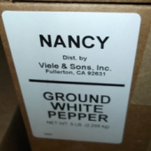 Nancy Brand - White Pepper, Ground, 5 Lb