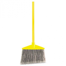 Rubbermaid - Angled Broom with Poly Bristles, Yellow/Gray