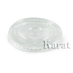 Karat - Flat Lid without Hole, Clear PET Plastic, Fits 9-12 oz Cups