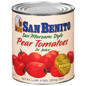San Benito - San Marzano Style Whole Peeled Pear Tomatoes in Juice, 6/10