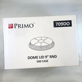 Primo - Aluminum Container Dome Lid, 9&quot; Round Clear Plastic, 500 count