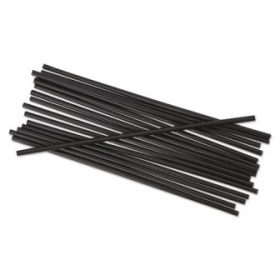 Unwrapped Straw, Cocktail, 4&quot; Black