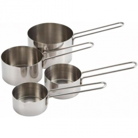 Winco - Measuring Cup Set, 4 Piece (1/4, 1/3, 1/2 and 1 cup), Stainless Steel