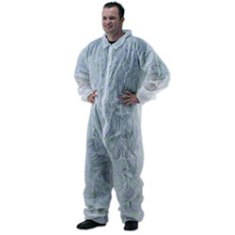 Coveralls with Front Zipper, Disposable, White