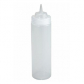 Winco - Squeeze Bottle, 16 oz Clear Plastic, Wide Mouth