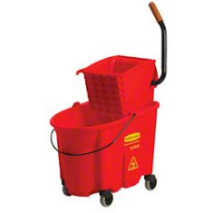 Mop Bucket and Wringer Side Press Combo, 35 Quart Red