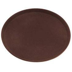 Winco - Serving Tray, 27x22 Oval Brown Easy-Hold Rubber-Lined