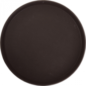 Winco - Serving Tray, 14&quot; Round Brown Easy-Hold Rubber-Lined