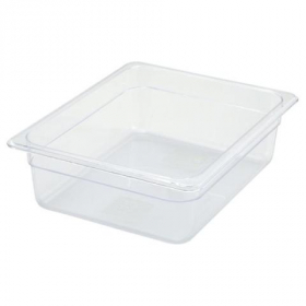 Winco - Food Pan, 1/2 Size Clear PC Plastic, 3.5&quot; Deep