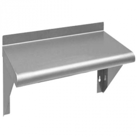 Wall Shelf with 2 Brackets, 16x48x10 Stainless Steel with 1.5&quot; Up-Turn