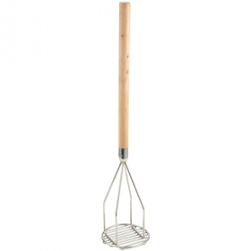 Winco - Potato Masher, 5&quot; Round with 24.5&quot; Wooden Handle