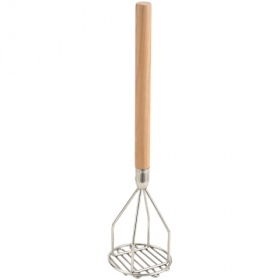 Winco - Potato Masher, 4&quot; Round with 18&quot; Wooden Handle