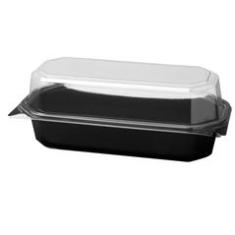 Solo - Carryout Container, Rectangular Hinged Black Plastic with Clear Lid, 8.75x5