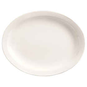 World Tableware - Porcelana Narrow Rim Platter, 11.5x9 Oval Bright White Porcelain