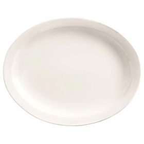 World Tableware - Porcelana Narrow Rim Platter, 13.125x10 Oval Bright White Porcelain, 12 count