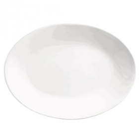 World Tableware - Porcelana Rolled Edge Coupe Platter, 15.25x11.25 Oval Bright White Porcelain