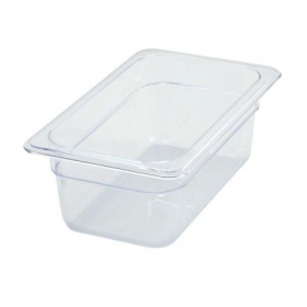 Winco - Food Pan, 1/4 Size Clear PC Plastic, 3.5&quot; Deep