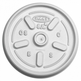 Dart - Lid, Vented, Fits 8 oz container/cup, White Plastic