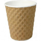 V Design Kraft Cup, 8 oz Paper Ripple/Brown