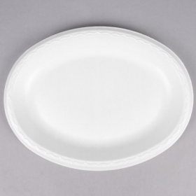 Genpak - Platter, White, Large Laminated Oval, 8.5x11.5