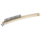 Winco - Scratch Brush, 14&quot; Steel Brush with Wood Handle
