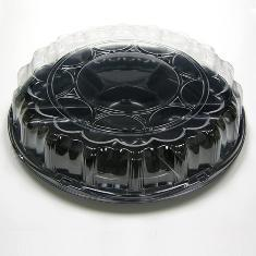 Pactiv - Lazy Susan Tray, 16&quot; Black with Clear Dome Lid