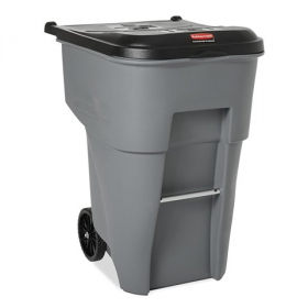 Rubbermaid - Brute Rollout Trash Can, 95 gal Square Gray Plastic