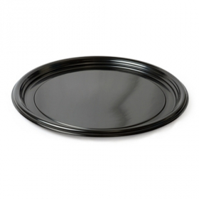 Fineline Settings - Platter Pleasers Thermoform Tray, 16&quot; Round Black Plastic