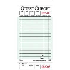 Guestcheck Board, Single Paper Green with Perforated Order Receipt Stub, 15 Lines, 3.5x7