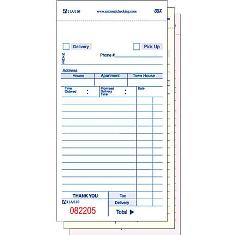Guestcheck Delivery Forms, Carbonless, 3 Part White, 14 Lines, 3.5x7