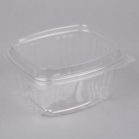 Genpak - Deli Container with Hinged Dome Lid, 16 oz Clear Plastic