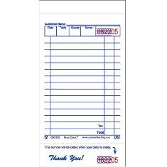 Guestcheck Paper, Single Paper White with Perforated Order Receipt Stub, 16 Lines, 3.5x7