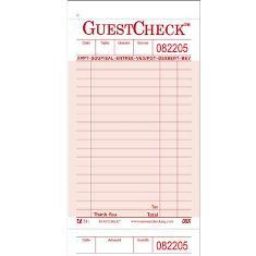 Guestcheck Paper, Single Paper Pink with Perforated Order Receipt Stub, 18 Lines, 3.5x7