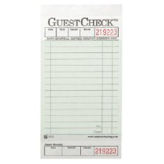 Guestcheck Board, Single Paper Green with Perforated Order Receipt Stub, 17 Lines, 3.5x7