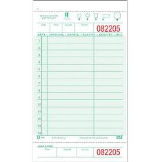 Guestcheck Board, Single Paper Green with Perforated Order Receipt Stub, 14 Lines, 4x8