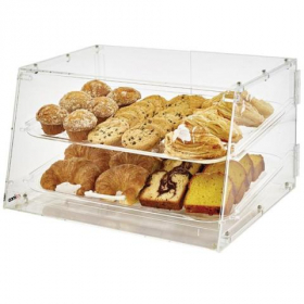 Winco - Acrylic Display Case, 2 Tray with Front and Rear Hinged Doors
